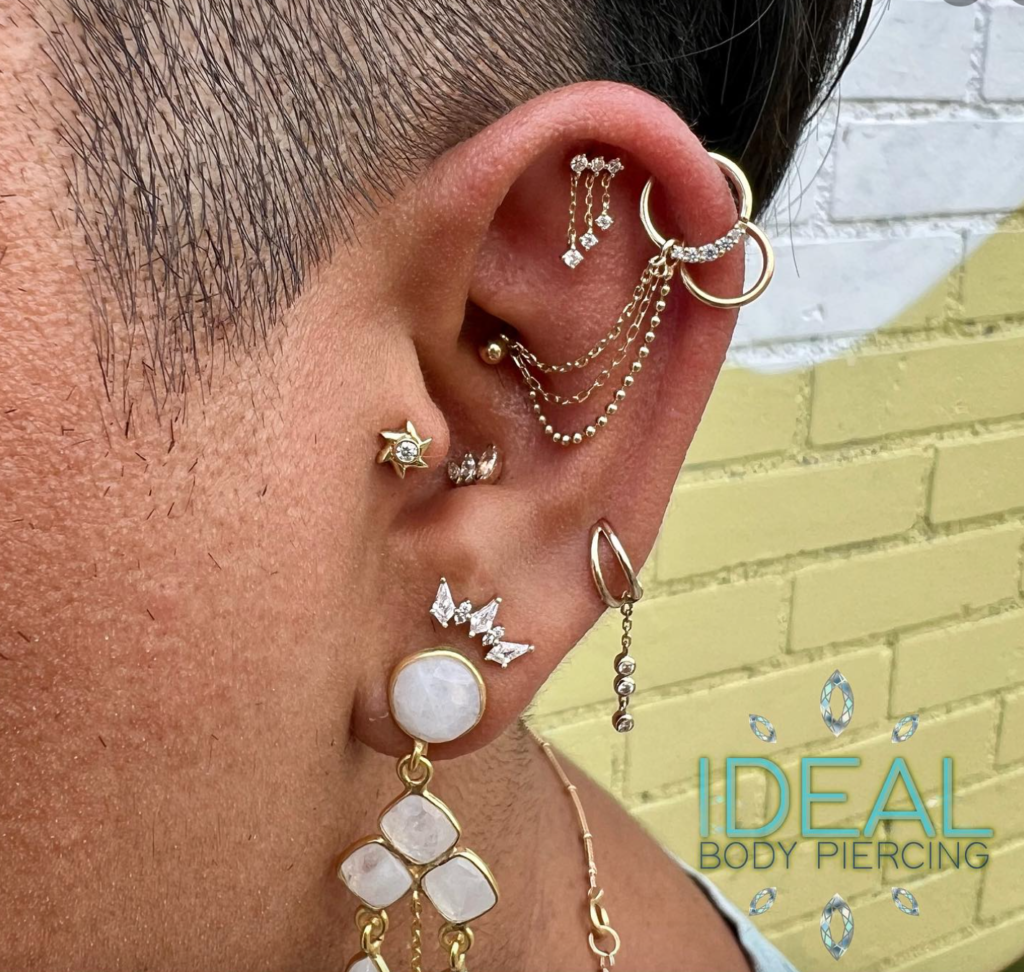Ear curation pierced & styled by our head piercer Joshua 
